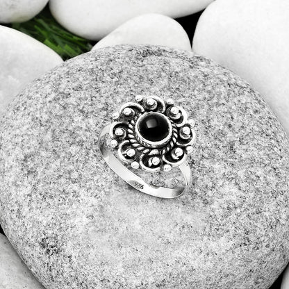 Natural Black Onyx - Brazil Ring size-8 R-1563 SDR185525