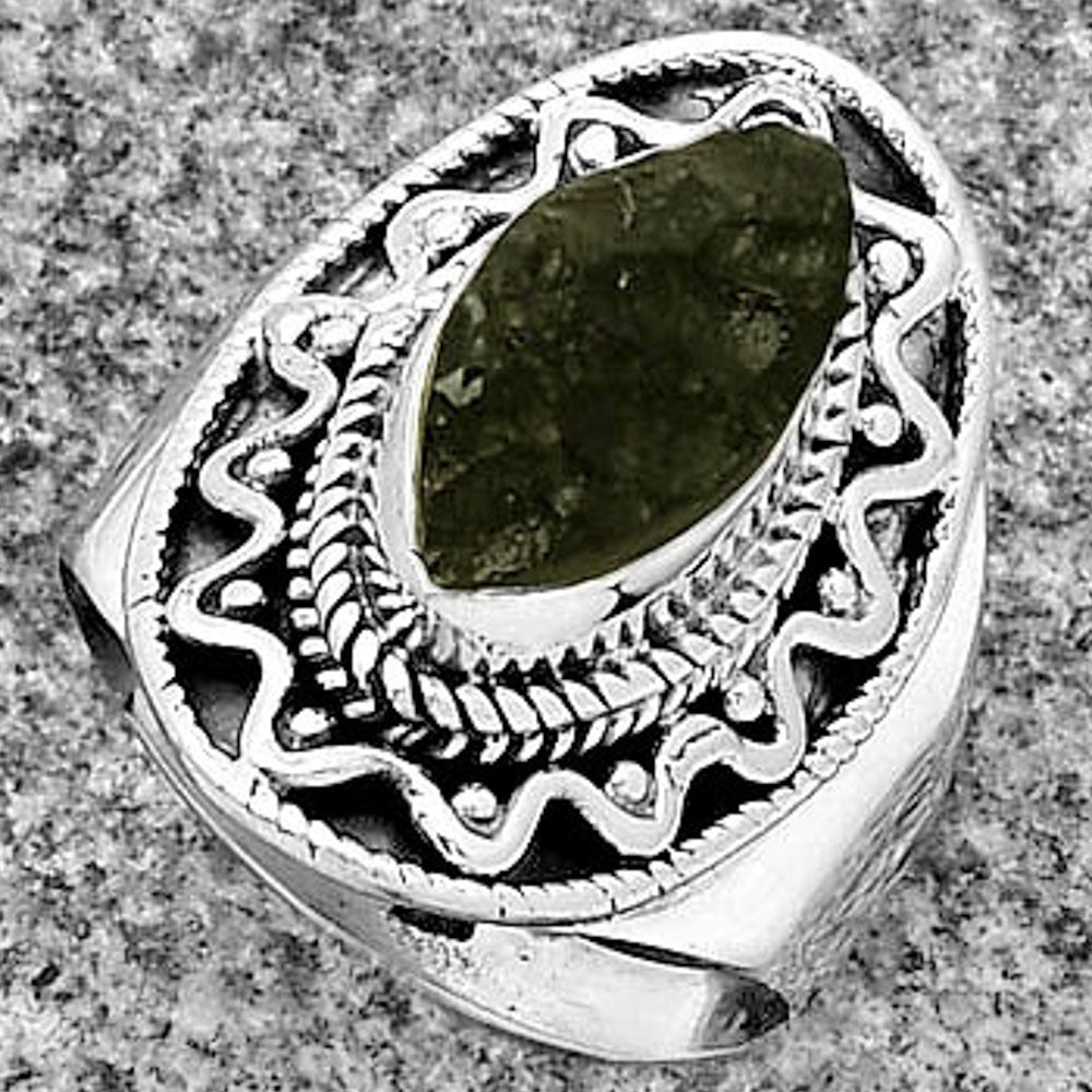 Natural Tektite Rough - Greek Ring size-7 R-1501 SDR185720