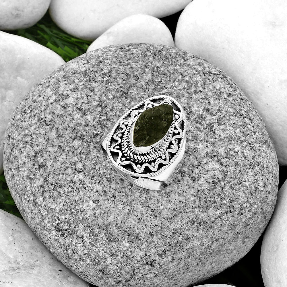 Natural Tektite Rough - Greek Ring size-7 R-1501 SDR185720