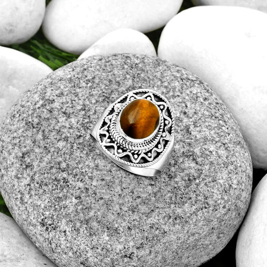 Natural Tiger Eye - Africa Ring size-8.5 R-1501 SDR185730