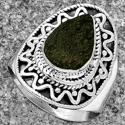 Natural Tektite Rough - Greek Ring size-7.5 R-1501 SDR185731