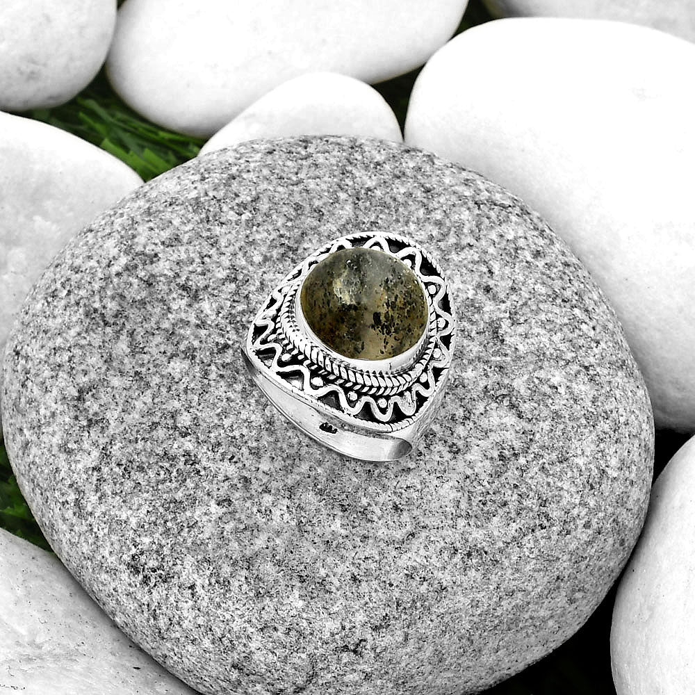 Natural Rare Black Sunstone Ring size-8 R-1501 SDR185745