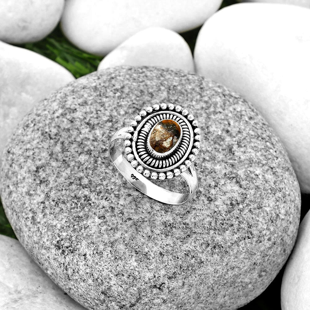 Natural Indian Blanket Jasper Ring size-9 R-1388 SDR185756