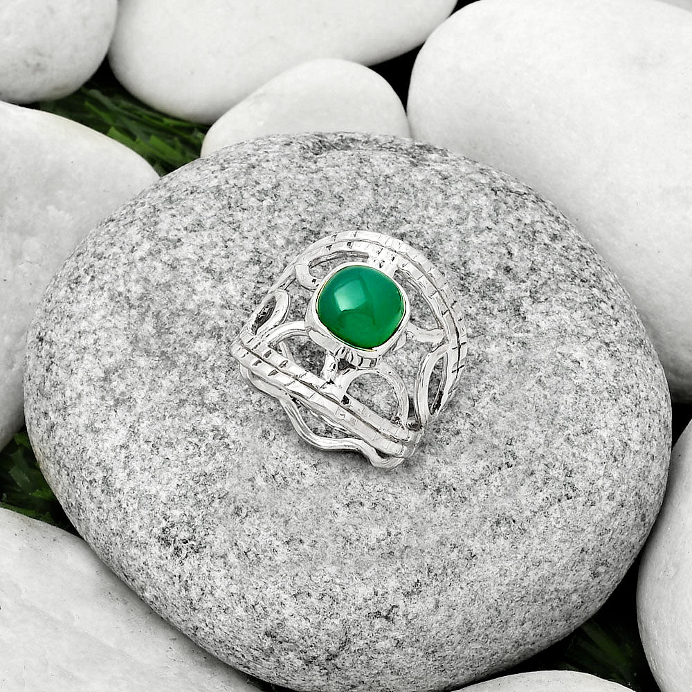 Natural Green Onyx Ring size-7.5 R-1133 SDR185877