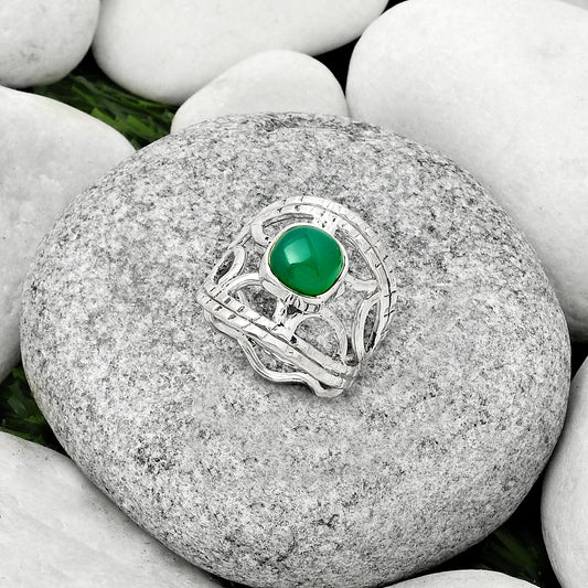 Natural Green Onyx Ring size-7.5 R-1133 SDR185877