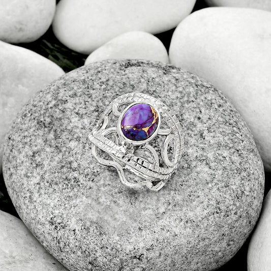 Copper Purple Turquoise - Arizona Ring size-8 R-1133 SDR185892