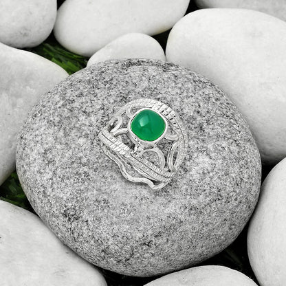 Natural Green Onyx Ring size-8.5 R-1133 SDR185905