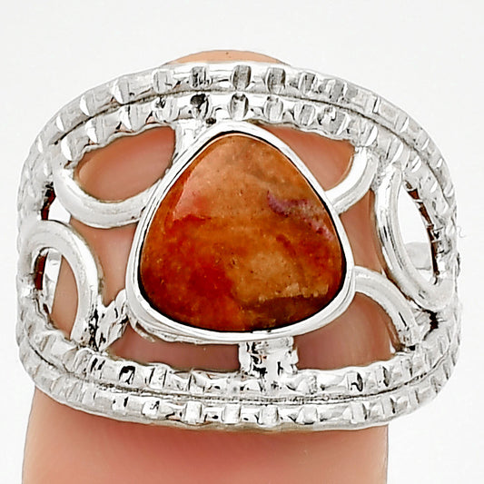 Natural Red Sponge Coral Ring size-8 R-1133 SDR185907