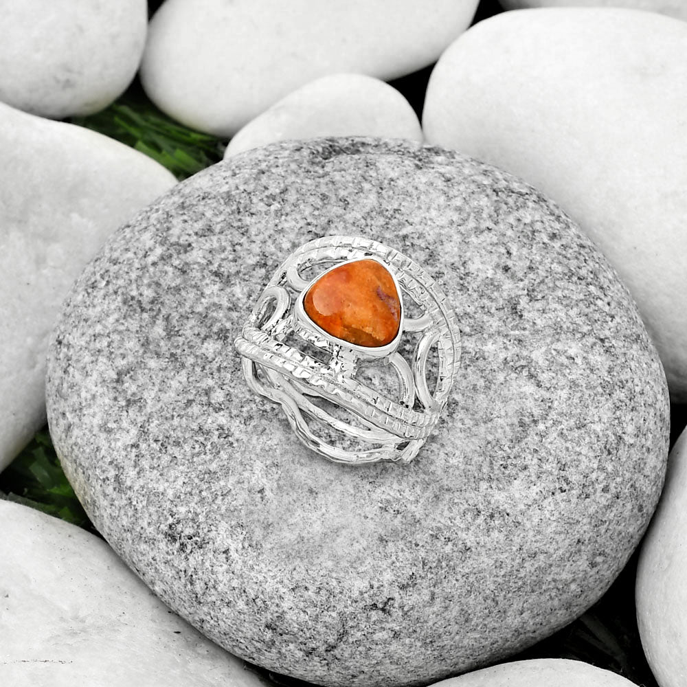 Natural Red Sponge Coral Ring size-8 R-1133 SDR185907