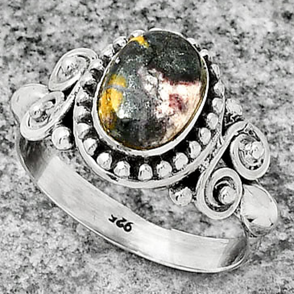 Natural Indian Blanket Jasper Ring size-8 R-1283 SDR186672