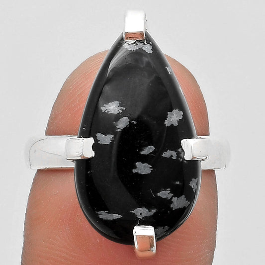 Natural Snow Flake Obsidian Ring size-7.5 R-1089 SDR187008