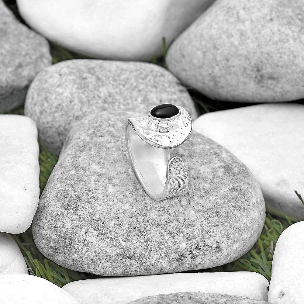 Adjustable - Black Onyx - Brazil Ring size-6.5 R-1319 SDR187057