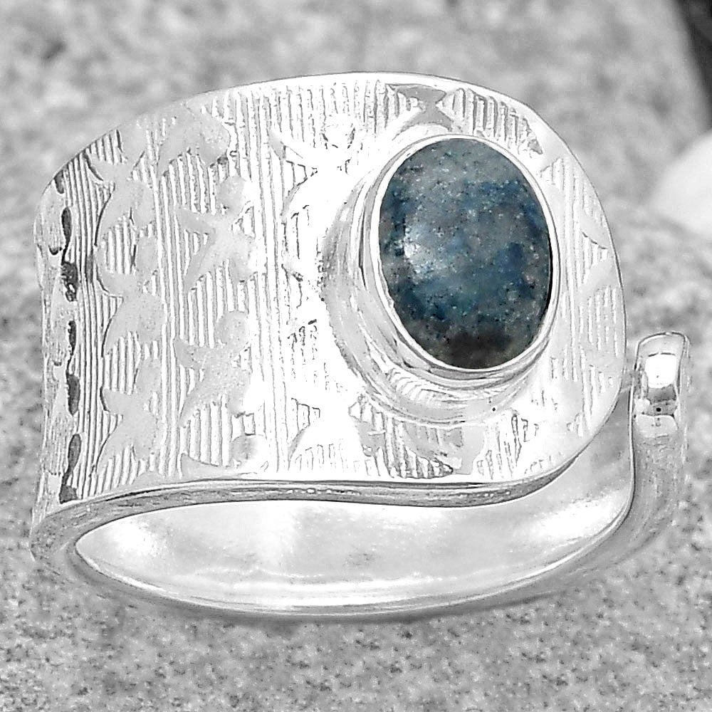 Adjustable Blue Scheelite Turkey Ring size-6.5 R-1319 SDR187065