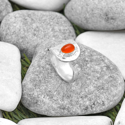 Adjustable - Natural Carnelian Ring size-7 R-1319 SDR187078