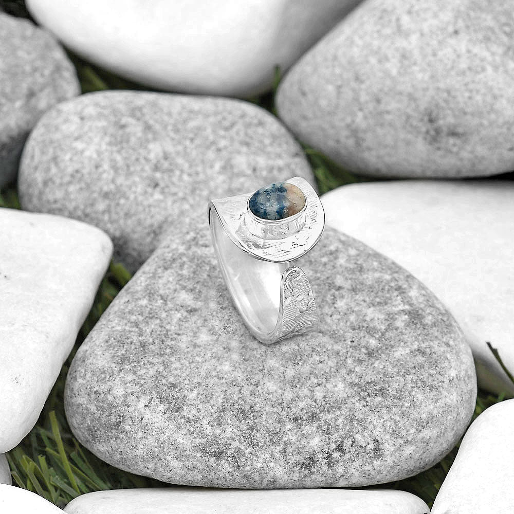 Adjustable - Blue Scheelite - Turkey Ring size-7 R-1319 SDR187081