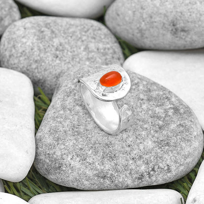 Adjustable - Natural Carnelian Ring size-7 R-1319 SDR187092