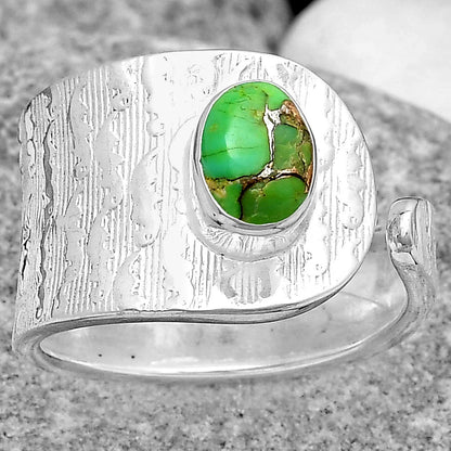 Adjustable - Copper Green Turquoise Ring size-7 R-1319 SDR187097