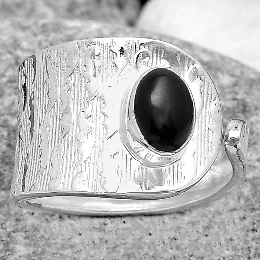 Adjustable - Black Onyx - Brazil Ring size-6.5 R-1319 SDR187110