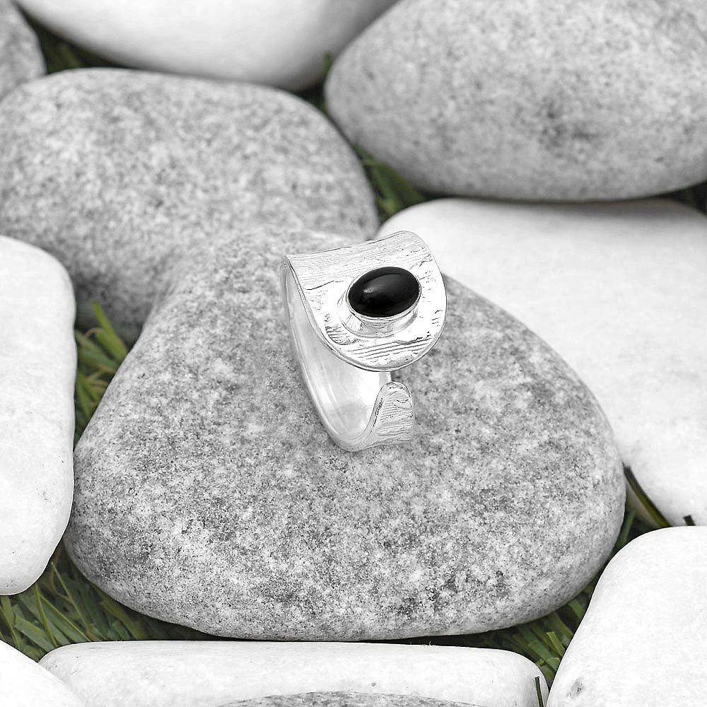 Adjustable - Black Onyx - Brazil Ring size-6.5 R-1319 SDR187110
