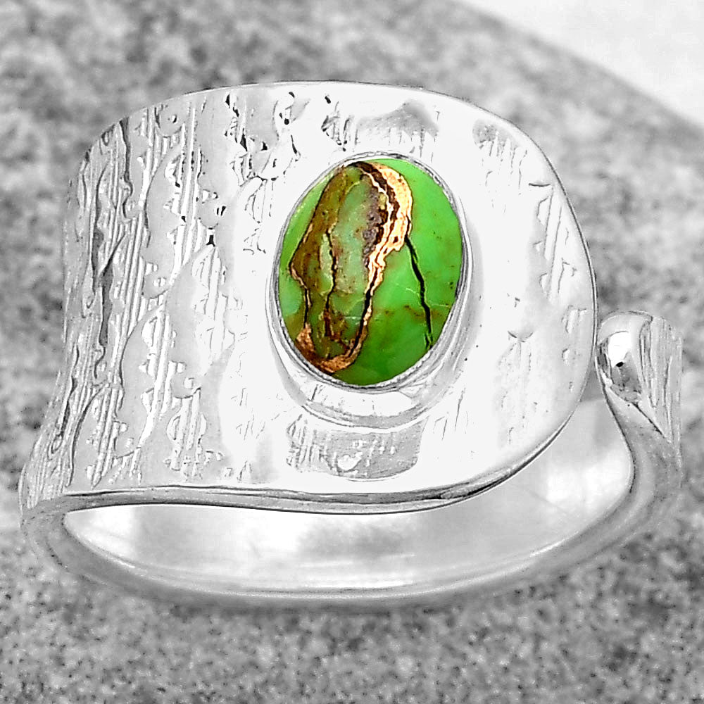 Adjustable - Copper Green Turquoise Ring size-6 R-1319 SDR187123