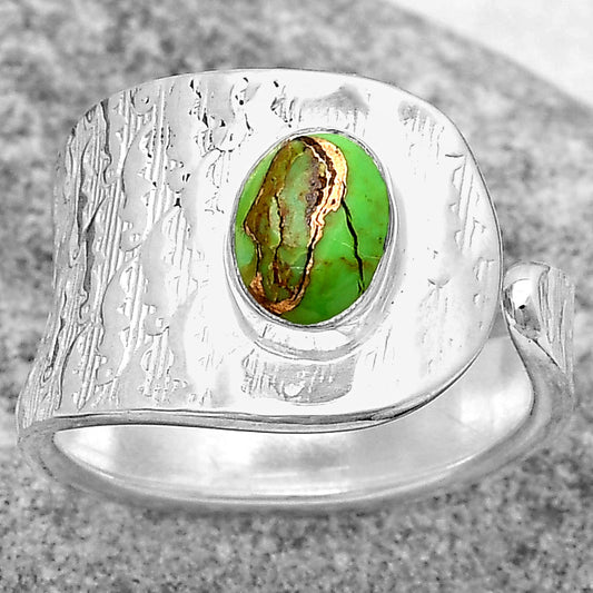Adjustable - Copper Green Turquoise Ring size-6 R-1319 SDR187123