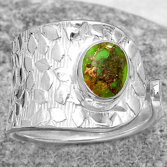 Adjustable Copper Green Turquoise Ring size-6.5 R-1319 SDR187129