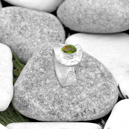 Adjustable Copper Green Turquoise Ring size-6.5 R-1319 SDR187129