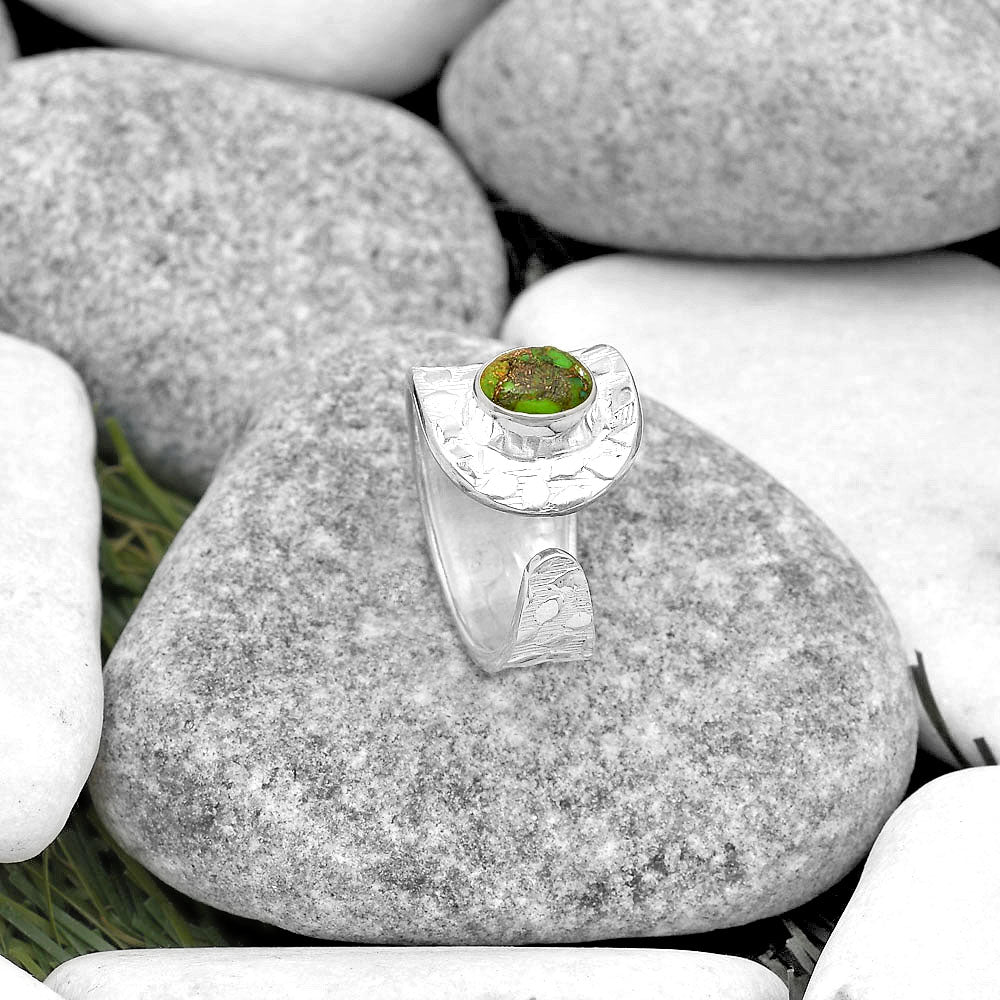 Adjustable Copper Green Turquoise Ring size-6.5 R-1319 SDR187129
