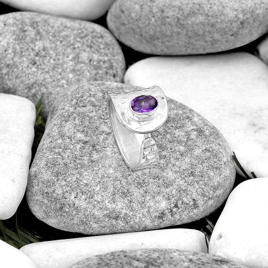 Adjustable Natural Amethyst Brazil Ring size-7 R-1319 SDR187136