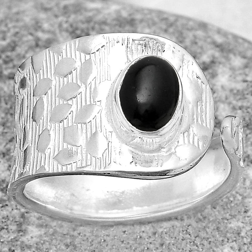 Adjustable - Black Onyx - Brazil Ring size-7.5 R-1319 SDR187143