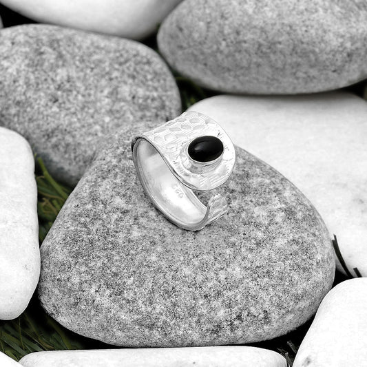 Adjustable - Black Onyx - Brazil Ring size-7.5 R-1319 SDR187143