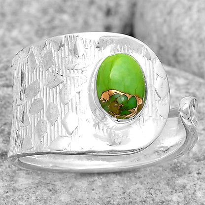Adjustable - Copper Green Turquoise Ring size-7 R-1319 SDR187145