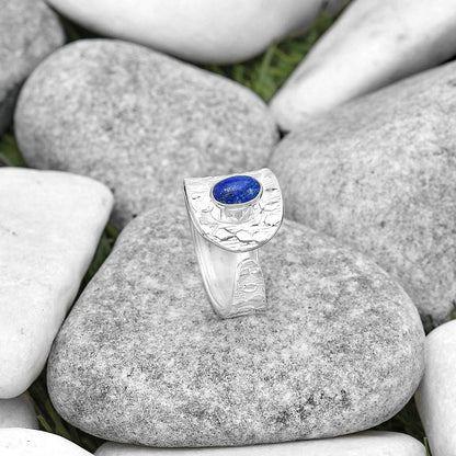 Adjustable - Natural Lapis Lazuli Ring size-7.5 R-1319 SDR187148