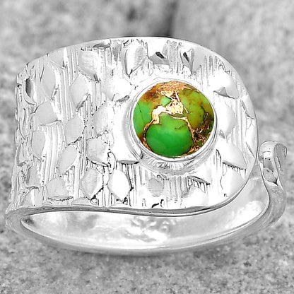 Adjustable Copper Green Turquoise Ring size-7.5 R-1319 SDR187154