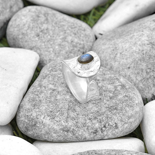Adjustable Natural Blue Labradorite Ring size-7 R-1319 SDR187158