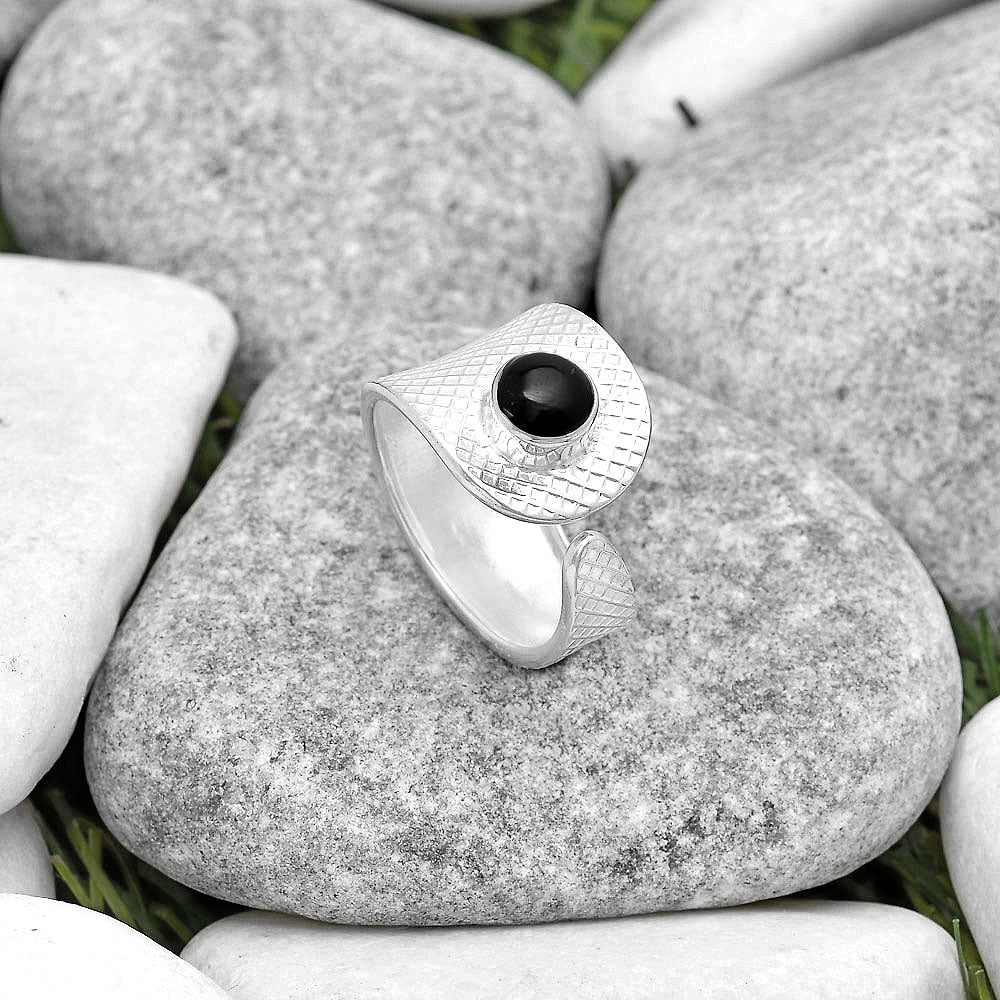 Adjustable - Black Onyx - Brazil Ring size-7.5 R-1319 SDR187183