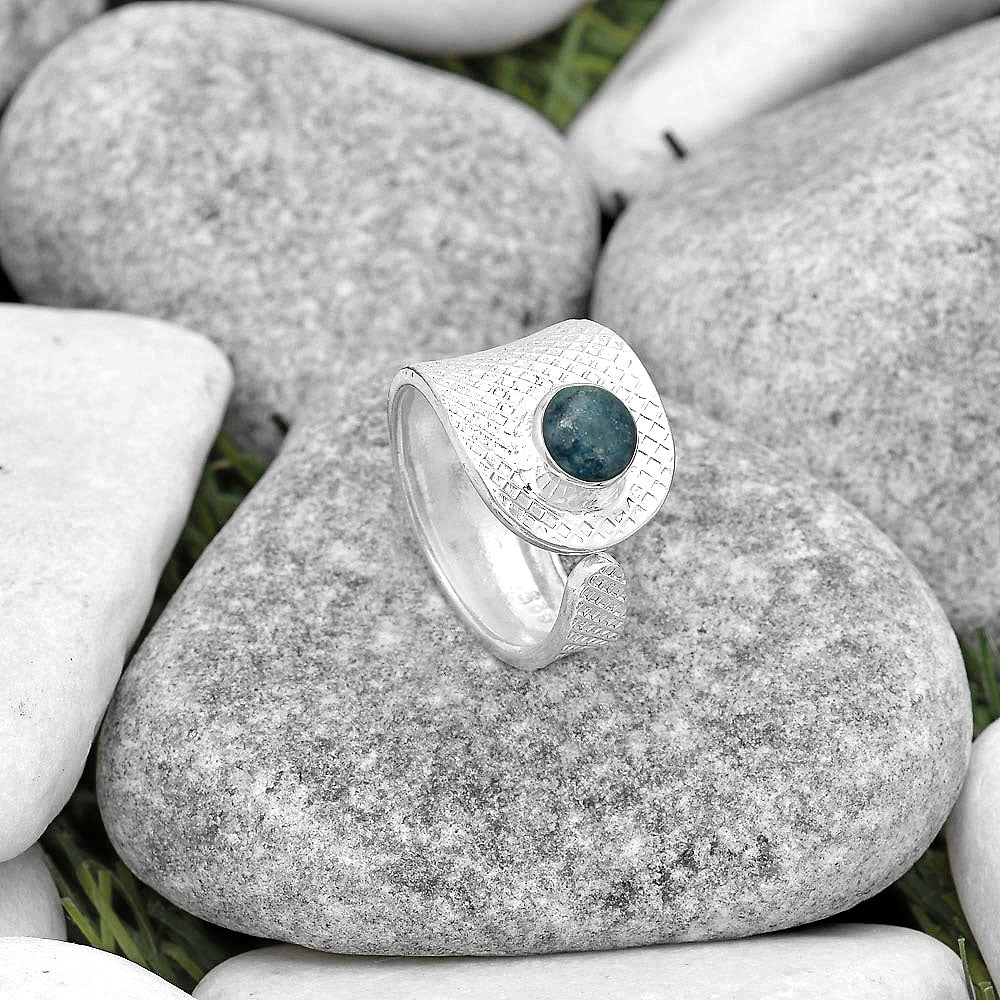 Adjustable Blue Scheelite Turkey Ring size-6.5 R-1319 SDR187184