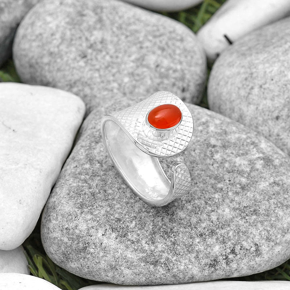 Adjustable - Natural Carnelian Ring size-7 R-1319 SDR187185