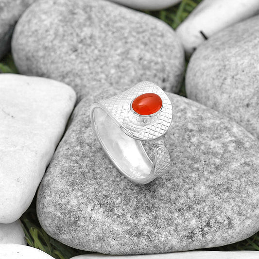 Adjustable - Natural Carnelian Ring size-7 R-1319 SDR187185