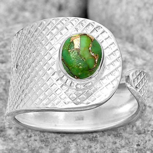 Adjustable Copper Green Turquoise Ring size-6.5 R-1319 SDR187187