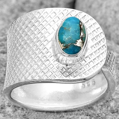 Adjustable - Copper Blue Turquoise Ring size-6 R-1319 SDR187189