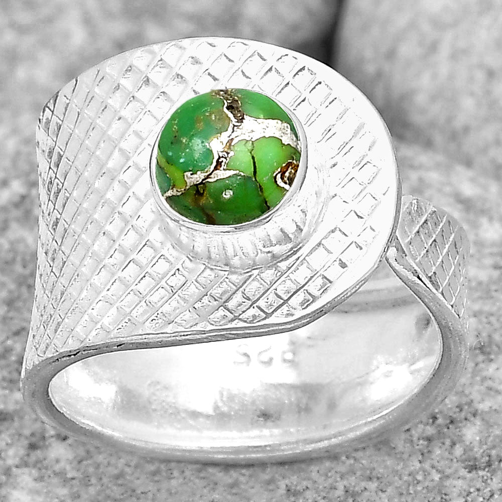 Adjustable Copper Green Turquoise Ring size-6.5 R-1319 SDR187195