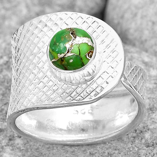 Adjustable Copper Green Turquoise Ring size-6.5 R-1319 SDR187195