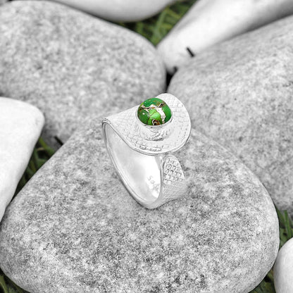 Adjustable Copper Green Turquoise Ring size-6.5 R-1319 SDR187195
