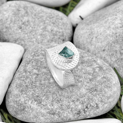 Adjustable - Aqua Apatite Rough Ring size-6.5 R-1319 SDR187200
