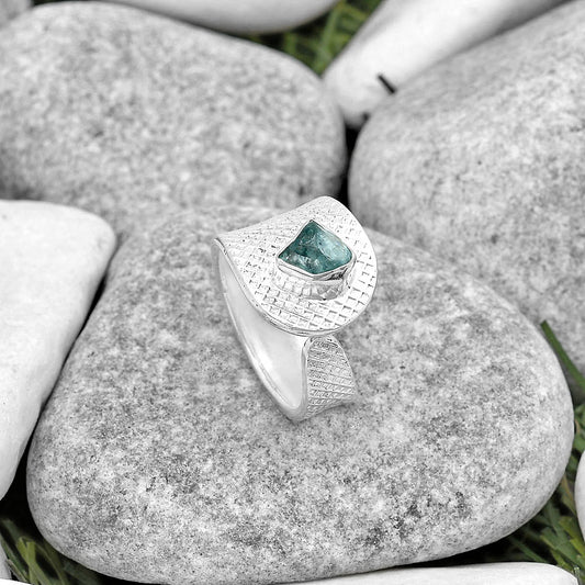 Adjustable - Aqua Apatite Rough Ring size-6.5 R-1319 SDR187200
