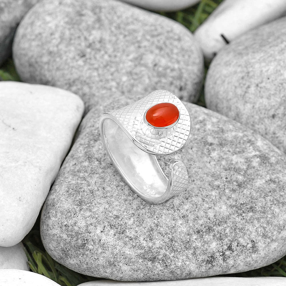Adjustable - Natural Carnelian Ring size-8 R-1319 SDR187201