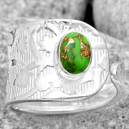 Adjustable Copper Green Turquoise Ring size-6.5 R-1319 SDR187220
