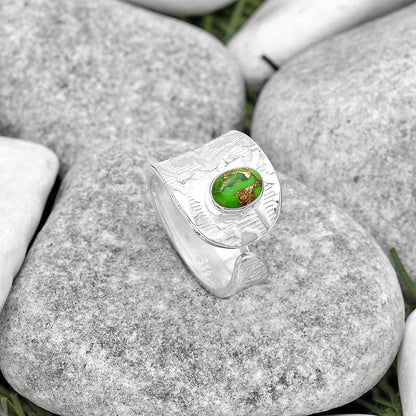Adjustable Copper Green Turquoise Ring size-6.5 R-1319 SDR187220