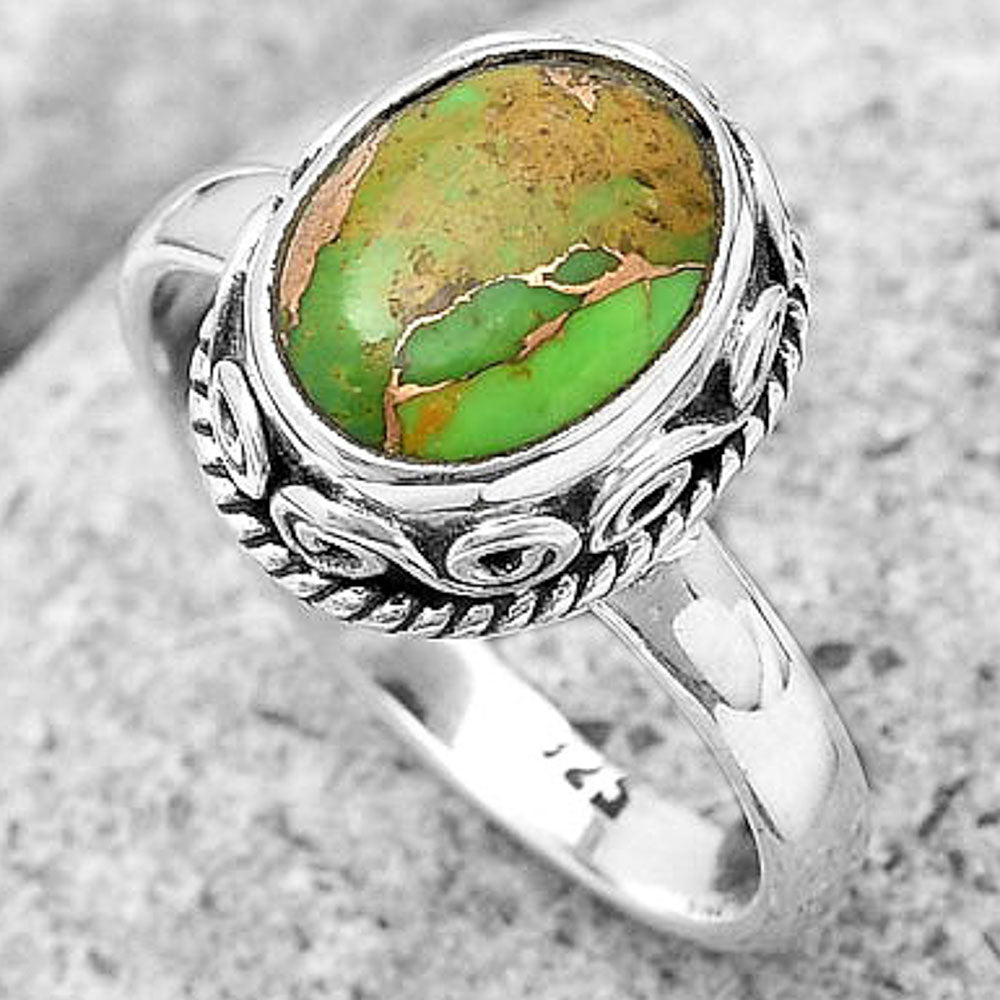 Copper Green Turquoise - Arizona Ring size-8 R-1196 SDR187425